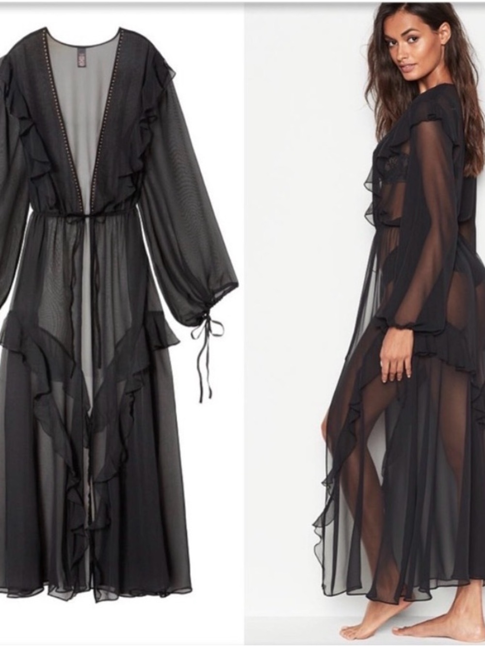 NWT! Victoria's Secret Black Sheer Robe